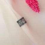 Christian Breton Etnik 9 mm Pirinç Antik Gümüş Halka Sıkıştırma Piercing/Earcuff - Tek Adet