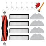 Chuancheng Dreame D9/D9 Max/D9 Max Gen2/D9 Pro/L10 Pro için 17 parçalı aksesuar seti, 1 ana fırça, 6 yan fırça, 4 filtre, 4 silme bezi, 2 temizleme fırçası