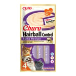 Churu Hairball Kontrolü - Saç toplarını önlemek için kedi atıştırmalıkları, sağlıklı sindirimi teşvik eder, ton balığı (4 adet x 14 g)