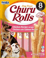 Churu Hunderolls, 8 x 8 x 12 g, köpekler için sağlıklı atıştırmalık (tavuk ve somon)