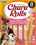 Churu Hunderolls, 8 x 8 x 12 g, köpekler için sağlıklı atıştırmalık (tavuk ve somon)