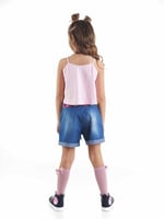 Çiçek Bahçesi Kız Çocuk T-shirt Denim Şort Takım