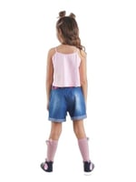 Çiçek Bahçesi Kız Çocuk T-shirt Denim Şort Takım