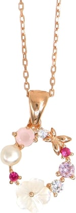Çiçekli model gümüş kadın kolye (ROSE)