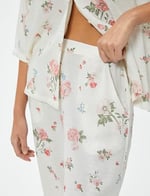 Çiçekli Pijama Altı Cepli Beli Lastikli