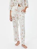 Çiçekli Pijama Altı Cepli Beli Lastikli