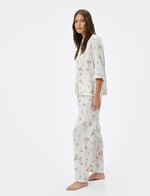 Çiçekli Pijama Altı Cepli Beli Lastikli