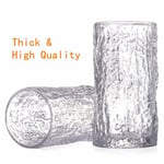 Cididu 6'lı Set Kristal Highball İçme Bardağı, 340 ml Uzun Su Bardağı, Thicke Vintage Drinkware Bardakları Dokulu Züccaciye, Kokteyller, Meyve Suyu, Bira, Çay için Buzlu İçecek Bardağı Bardakları