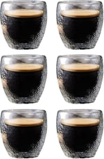 Çift Cidarlı Buzlu Kahve, Latte, Çay Bardağı Seti, 250 ML, 6 Adet, Bej