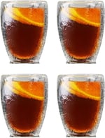 Çift Cidarlı Buzlu Kahve, Latte, Çay Bardağı Seti, Borosilikat Cam, 300 ML, 4 Adet, Şeffaf - 2221