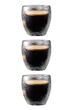 Çift Cidarlı Buzlu Kahve, Latte, Çay Bardağı Seti, 250 ML, 3 Adet, Gri