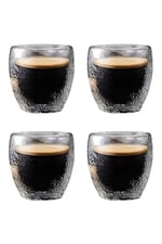 Çift Cidarlı Buzlu Kahve, Latte, Çay Bardağı Seti, 250 ML, 4 Adet, Bej