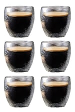 Çift Cidarlı Buzlu Kahve, Latte, Çay Bardağı Seti, 250 ML, 6 Adet, Bej