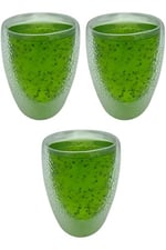 Çift Cidarlı Buzlu Kahve, Latte, Çay Bardağı Seti, 300 ML, 3 Adet, Bej, Borosilikat Cam - 2221