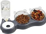 Çift Hazneli- 3' lü Beslenme Mama ve Su Kabı Gri 500 ml 36 * 21 * 16 cm