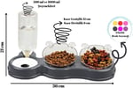 Çift Hazneli- 3' lü Beslenme Mama ve Su Kabı Gri 500 ml 36 * 21 * 16 cm