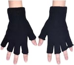 Çift Kat Orlon Kışlık Kesik Parmak Eldiven Bay-bayan (unisex) siyah siyah
