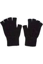Çift Kat Orlon Kışlık Kesik Parmak Eldiven Bay-bayan (unisex) siyah siyah