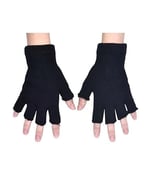 Çift Kat Orlon Kışlık Kesik Parmak Eldiven Bay-bayan (unisex) siyah siyah