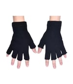 Çift Kat Orlon Kışlık Kesik Parmak Eldiven Bay-bayan (unisex) siyah siyah