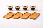Çift Katmanlı 4'lü Espresso Cam Bardak Seti 80 ml & Tabak – 4’lü Set | Borosilikat Cam, Isı Yalıtımı, Bulaşık Makinesi Uyumlu, Türk Kahvesi Ristretto Macchiato İçin
