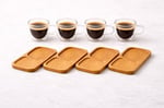 Çift Katmanlı 4'lü Espresso Cam Bardak Seti 80 ml & Tabak – 4’lü Set | Borosilikat Cam, Isı Yalıtımı, Bulaşık Makinesi Uyumlu, Türk Kahvesi Ristretto Macchiato İçin