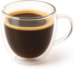 Çift Katmanlı 4'lü Espresso Cam Bardak Seti 80 ml & Tabak – 4’lü Set | Borosilikat Cam, Isı Yalıtımı, Bulaşık Makinesi Uyumlu, Türk Kahvesi Ristretto Macchiato İçin