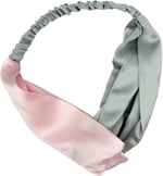 Çift Renkli%100 Saf İpek 19 momme Saç Bandı (Gümüş Gri/Pembe)