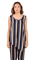 ÇİZGİLİ ASİMETRİK SALAŞ TUNIK (B19-148502) LACİVERT M