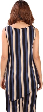 ÇİZGİLİ ASİMETRİK SALAŞ TUNIK (B19-148502) LACİVERT M