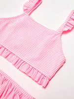 Çizgili fırfırlı kız çocuk bikini takım ÇİZGİLİ 11-12 Yaş