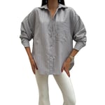 Çizgili Oversize Cepli Gömlek 27135