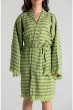 Çizgili%100 Pamuk Rahat Kesim Püskül Detay Bornoz&kaftan Standart starNM553
