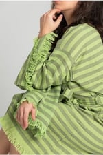 Çizgili%100 Pamuk Rahat Kesim Püskül Detay Bornoz&kaftan Standart starNM553