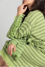 Çizgili%100 Pamuk Rahat Kesim Püskül Detay Bornoz&kaftan Standart starNM553