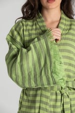 Çizgili%100 Pamuk Rahat Kesim Püskül Detay Bornoz&kaftan Standart starNM553