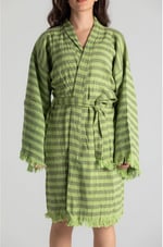 Çizgili%100 Pamuk Rahat Kesim Püskül Detay Bornoz&kaftan Standart starNM553