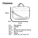 Classone 15.6 inç TL2564 15.6 inç Uyumlu Notebook Çantası, Gri