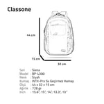 Classone Bp-L300 Siena Serisi 13-14-15.6 İnç Uyumlu Notebook Çantası, Siyah