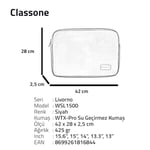 Classone WSL1500 Livorno Serisi 15.6'' Su Geçirmez Kumaş ve Su Geçirmez Fermuar Notebook, Laptop, Macbook Taşıma Kılıfı -Siyah