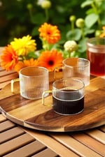 Clavera 6’lı Kulplu Cam Çay Kahve Espresso Bardak Fincan Seti 150 ml