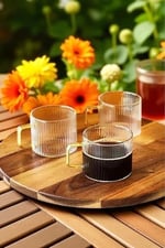 Clavera 6’lı Kulplu Cam Çay Kahve Espresso Bardak Fincan Seti 150 ml