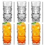 Clear Tiki Gözlük Seti 6-14 oz Modern Bar Tiki Kokteyl Bardakları Egzotik Kokteyller için Mükemmel, Mai Tai, Hawaii Tarzı Kokteyller, Tropikal Ada İçecek Seti