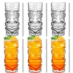 Clear Tiki Gözlük Seti 6-14 oz Modern Bar Tiki Kokteyl Bardakları Egzotik Kokteyller için Mükemmel, Mai Tai, Hawaii Tarzı Kokteyller, Tropikal Ada İçecek Seti