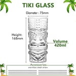 Clear Tiki Gözlük Seti 6-14 oz Modern Bar Tiki Kokteyl Bardakları Egzotik Kokteyller için Mükemmel, Mai Tai, Hawaii Tarzı Kokteyller, Tropikal Ada İçecek Seti