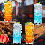 Clear Tiki Gözlük Seti 6-14 oz Modern Bar Tiki Kokteyl Bardakları Egzotik Kokteyller için Mükemmel, Mai Tai, Hawaii Tarzı Kokteyller, Tropikal Ada İçecek Seti