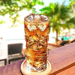 Clear Tiki Gözlük Seti 6-14 oz Modern Bar Tiki Kokteyl Bardakları Egzotik Kokteyller için Mükemmel, Mai Tai, Hawaii Tarzı Kokteyller, Tropikal Ada İçecek Seti