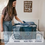 CleverMade 2'li Paket Saklama Sepeti, Frakta Alışveriş Çantası, Taşınma, Market Alışverişi ve Dolum için Ağır Hizmet Tipi Çok Amaçlı Çantalar; Okyanus Mavisi
