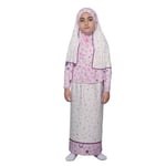Çocuk Namaz Takımı Pratik İki Parça Desenli Kollu Tak Çıkar Başörtülü Likralı Tesettür Elbise (6-12 Yaş) 901-0301
