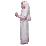 Çocuk Namaz Takımı Pratik İki Parça Desenli Kollu Tak Çıkar Başörtülü Likralı Tesettür Elbise (6-12 Yaş) 901-0301